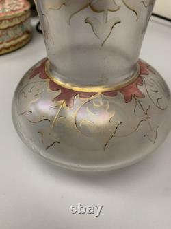 FRITZ HECKERT ART NOUVEAU GLASS VASE Marked FH. 490/10. 1189