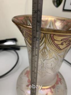 FRITZ HECKERT ART NOUVEAU GLASS VASE Marked FH. 490/10. 1189