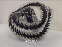 FUSION Z CZECH REPUBLIC black TWIST ROPE KNOT ART GLASS SCULPTURE