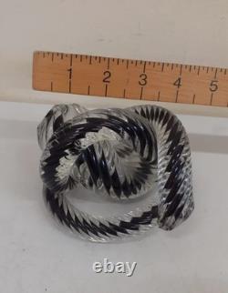 FUSION Z CZECH REPUBLIC black TWIST ROPE KNOT ART GLASS SCULPTURE