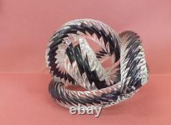 FUSION Z CZECH REPUBLIC black TWIST ROPE KNOT ART GLASS SCULPTURE