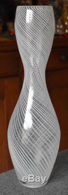 Fab MID Century Dino Martens For Toso Murano Venetian White Swirl Art Glass Vase