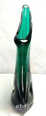 Fabulous Mid Century Sommerso Large Ventian Cased Aqua Green Art Glass Vase