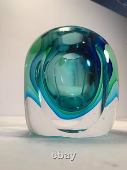 Faceted Art Glass Vase, turquoise, green, Macy's Department Store Faceted Art Glass Vase, turquoise, green, Macy's Department Store