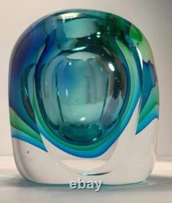 Faceted Art Glass Vase, turquoise, green, Macy's Department Store