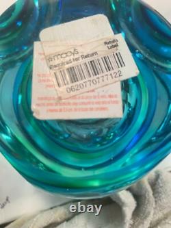 Faceted Art Glass Vase, turquoise, green, Macy's Department Store