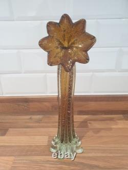 Fantastic Large Murano Gardenia Art Glass vase Gold/Amber Full Of Silver Fleck