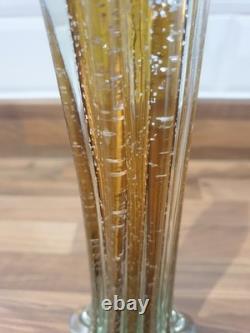 Fantastic Large Murano Gardenia Art Glass vase Gold/Amber Full Of Silver Fleck