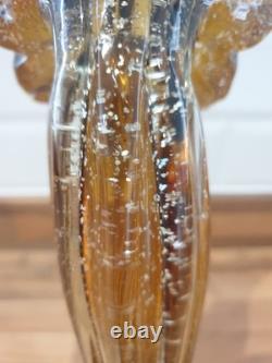 Fantastic Large Murano Gardenia Art Glass vase Gold/Amber Full Of Silver Fleck