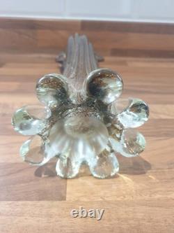 Fantastic Large Murano Gardenia Art Glass vase Gold/Amber Full Of Silver Fleck