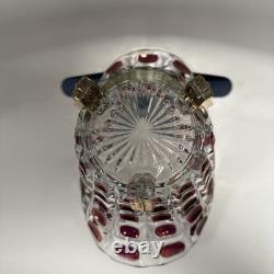 Feigl Libchovice Pressed Clear Glass with Iridescent Cranberry Optical Lens Vase