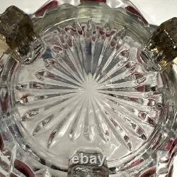 Feigl Libchovice Pressed Clear Glass with Iridescent Cranberry Optical Lens Vase