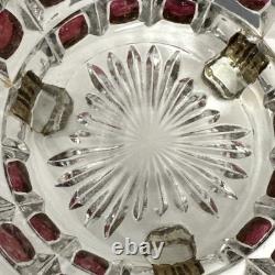 Feigl Libchovice Pressed Clear Glass with Iridescent Cranberry Optical Lens Vase