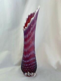 Fenton 16.5 Plum Opalescent Hobnail Art Glass Swung Vase Lovely