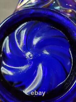 Fenton Acanthus Cobalt Blue Iridized Bowl Electric Colors 9 Stunning