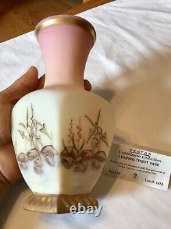Fenton Art Glass Burmese Leaping Trout Vase Connoisseur Collection