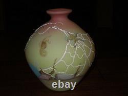 Fenton Art Glass Burmese Sea Life Vase Limited Edition, 1985