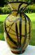 Fenton Art Glass Dave Fetty 07 Ooak Honey Amber-black Applique Vase 9.5h (2)