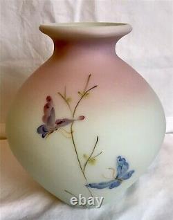 Fenton Art Glass Green Burmese Limited Edition Butterfly Vase