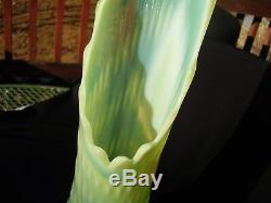Fenton Art Glass Hobnail Topaz Vaseline Opalescent 17.5 in. Swung Vase