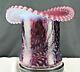 Fenton Art Glass Plum Opalescent Daisy And Fern Top Hat Vase Rosso