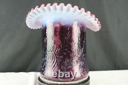Fenton Art Glass Plum Opalescent Daisy and Fern Top Hat Vase Rosso
