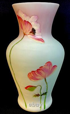 Fenton Art Glass Rain Swept On Lotus Mist Burmese Vase Horizons Collection 2010