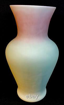 Fenton Art Glass Rain Swept On Lotus Mist Burmese Vase Horizons Collection 2010