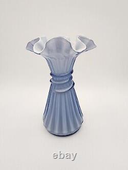 Fenton Lavender Overlay Wheat Vase