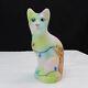 Fenton Opal Satin Hardman Hand Painted Stylized Cat Special Order Le 2020 C2615