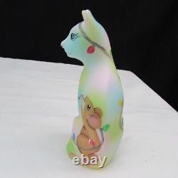 Fenton Opal Satin HARDMAN Hand Painted Stylized Cat Special Order LE 2020 C2615