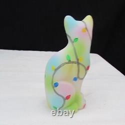 Fenton Opal Satin HARDMAN Hand Painted Stylized Cat Special Order LE 2020 C2615