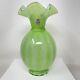 Fenton Qvc Pinch Vase Mint Green Art Glass Two Tone Vintage Look Signed New