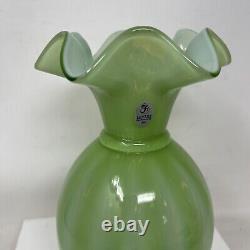 Fenton QVC Pinch Vase Mint Green Art Glass Two Tone Vintage Look Signed New