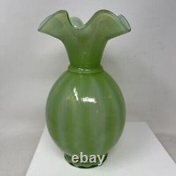Fenton QVC Pinch Vase Mint Green Art Glass Two Tone Vintage Look Signed New