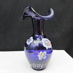 Fenton Royal Purple Wild Orchids Hand Painted Vase LE Special Order 2003 W2187