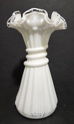 Fenton Wheat Vase Milk Glass White Silvercrest MINT 7 1/2