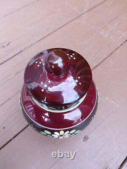 Fenton glass Urn Vase beautifully Hand Painted & signed by M. Caplinger