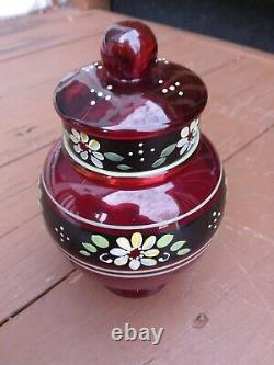 Fenton glass Urn Vase beautifully Hand Painted & signed by M. Caplinger