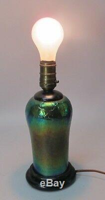 Fine Heavily Iridized LOETZ BOHEMIAN Art Glass Vase as Lamp c. 1910 antique