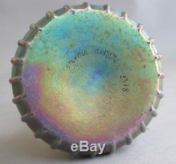 Fine KRALIK ART NOUVEAU Iridized Art Glass Vase c. 1905 Optic Ribbed