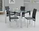 Fitz Glass Modern Dining Table And 4 Chairs In Black 120cm Kitchen Living Room