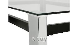 Fitz Glass Modern Dining Table and 4 Chairs in Black 120cm Kitchen Living Room