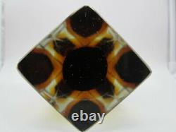 Flavio Poli large brown & amber Sommerso diamond faceted Murano art glass vase