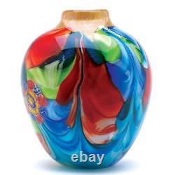 Floral Fantasia Art Glass Vase Handcrafted Centerpiece Tabletop Home Decor 9 in