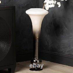 Flower Vase Fluted Glass White & Smoke Ornament Art Indoor Home Decor 81.5cm