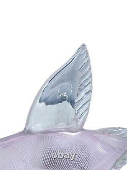 Franco Moretti Venice Murano Art Glass Swan Italian Filigrana Pink Signed Vtg