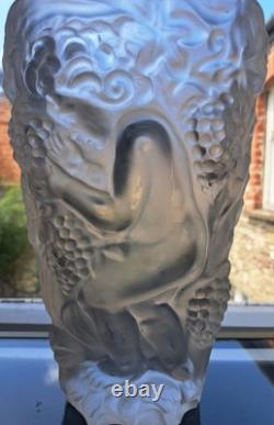 Frantisek Halama Pressed Glass Bacchus Vase. FH1701 Art Deco. Huge. Rare Find