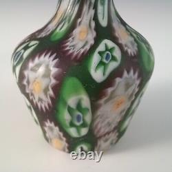 Fratelli Toso Millefiori Canes Murano Green & Purple Glass Vase
