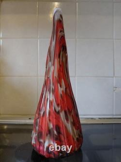 Fratelli Toso Murano Orange & Aventurine Mid-Century Art Glass Vase 9.75H 1/2